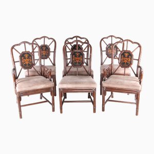 Vintage Rattan Armchairs and Side Chairs, 1970s, Set of 6-DSC-2028004