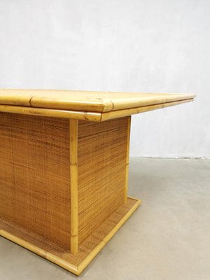 Vintage Rattan Bamboo Dining Table, 1960s-BW-830061