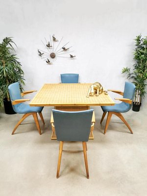 Vintage Rattan Bamboo Dining Table, 1960s-BW-830061