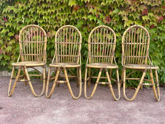 Vintage Rattan Chairs, 1960s, Set of 4-SDV-1727113