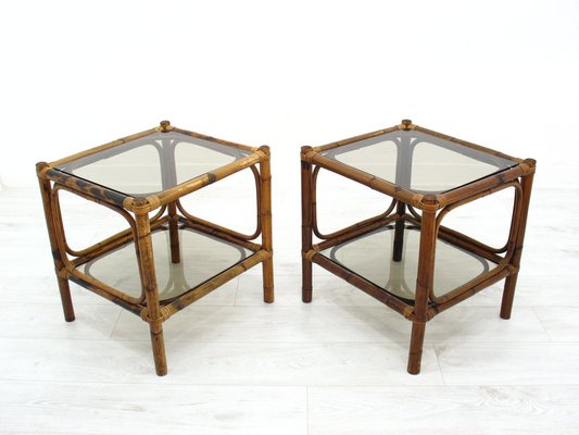 Vintage Rattan Coffee Tables, 1970s, Set of 2-WVA-1363441