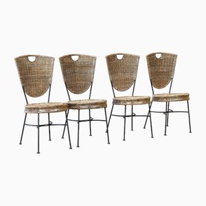 Vintage Rattan Dining Chairs, 1960s, Set of 4-XLH-1813108