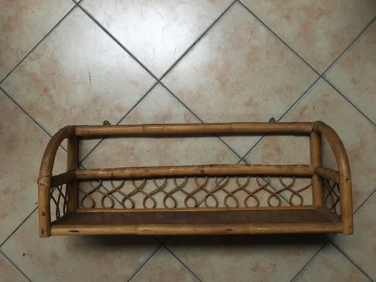 Vintage Rattan Hanging Shelf, 1970s-WQQ-834093