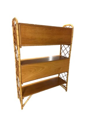 Vintage Rattan Library Shelf, 1970s-AXR-1794825