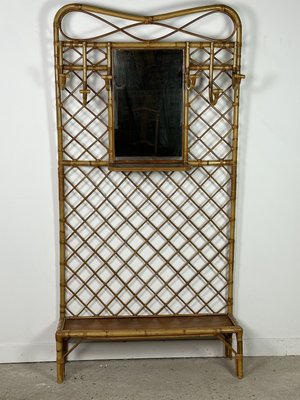 Vintage Rattan Locker Room Coat Rack, 1960s-RWZ-2036153