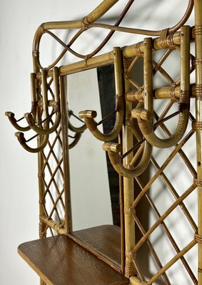 Vintage Rattan Locker Room Coat Rack, 1960s-RWZ-2036153