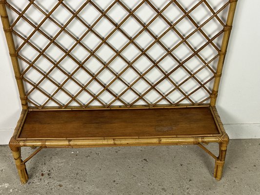 Vintage Rattan Locker Room Coat Rack, 1960s-RWZ-2036153