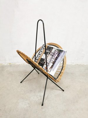 Vintage Rattan Magazine Rack, 1960s-BW-1705369