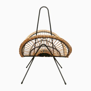 Vintage Rattan Magazine Rack, 1960s-BW-1705369