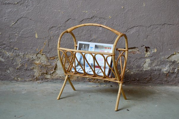 Vintage Rattan Magazine Rack, 1970s-AIU-1311439