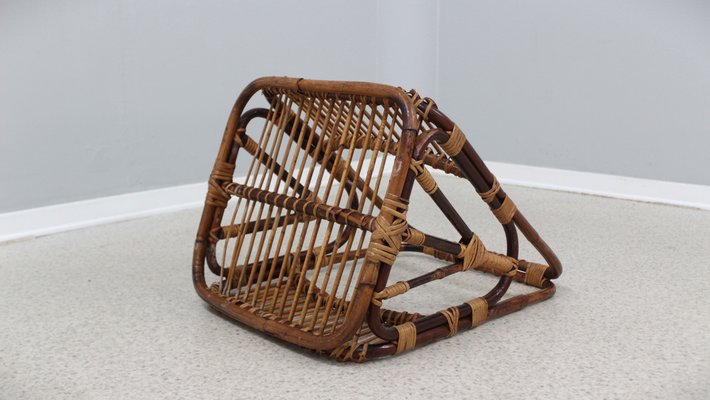 Vintage Rattan Magazine Rack from Castano, 1950s-ZQ-1304790