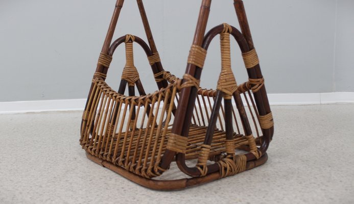 Vintage Rattan Magazine Rack from Castano, 1950s-ZQ-1304790