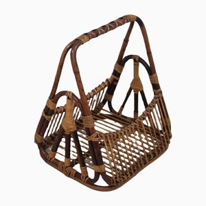 Vintage Rattan Magazine Rack from Castano, 1950s-ZQ-1304790