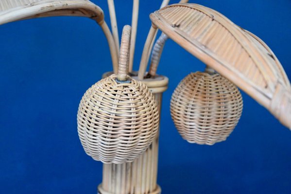 Vintage Rattan Palm Lamp, 1970s, Set of 2-AIU-1723369