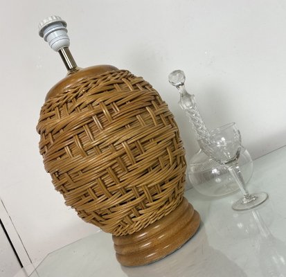 Vintage Rattan Table Lamp, 1970s, Italy-WZZ-972957