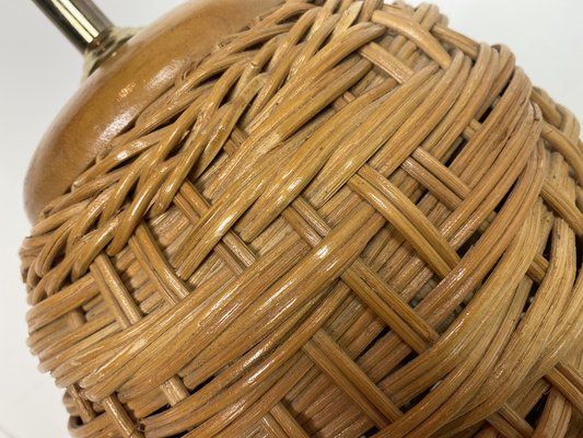 Vintage Rattan Table Lamp, 1970s, Italy-WZZ-972957