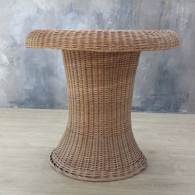 Vintage Rattan Table with Built-in Wooden Board, 1970s-WK-736267