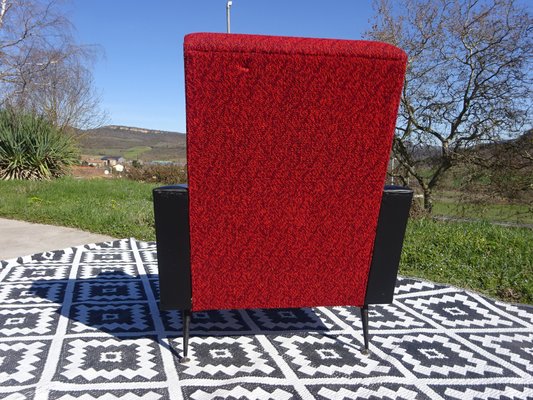 Vintage Red and Black Chairs with Compass Feet, 1970s, Set of 2-ABK-2024468