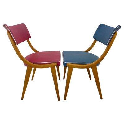 Vintage Red and blue Chairs, Germany, 1960s, Set of 2-TZ-1367284