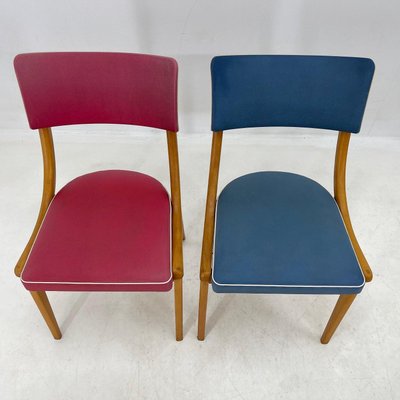 Vintage Red and blue Chairs, Germany, 1960s, Set of 2-TZ-1367284