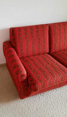 Vintage Red and Brown Fabric Sofa, 1970s-HOI-836812