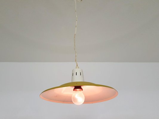 Vintage Red and Yellow Ceiling Lamp, 1960s-ZO-633472