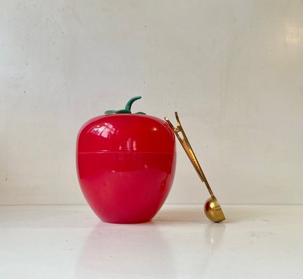 Vintage Red Apple Plastic Ice Bucket and Tong, 1970s, Set of 2-LCR-1441005