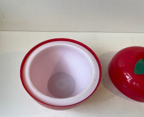 Vintage Red Apple Plastic Ice Bucket and Tong, 1970s, Set of 2-LCR-1441005