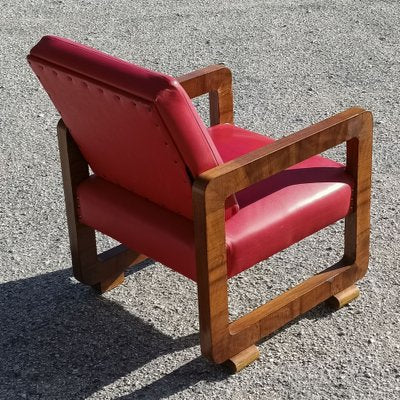 Vintage Red Armchair in Wood, 1930s-RAQ-1823158