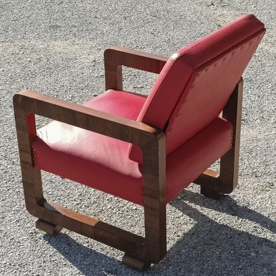 Vintage Red Armchair in Wood, 1930s-RAQ-1823158