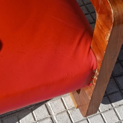 Vintage Red Armchair in Wood, 1930s-RAQ-1823158