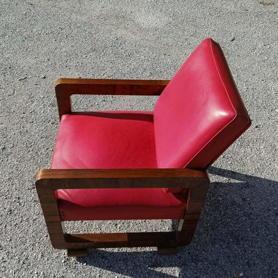 Vintage Red Armchair in Wood, 1930s-RAQ-1823158