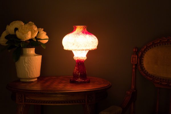 Vintage Red Art Glass Candleholder, 1950s-KEG-554468