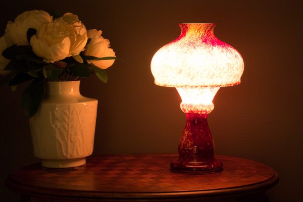 Vintage Red Art Glass Candleholder, 1950s-KEG-554468