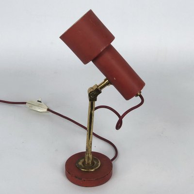 Vintage Red Brass Table Lamp from Stilnovo, 1950s-OT-974705