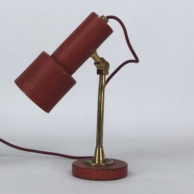 Vintage Red Brass Table Lamp from Stilnovo, 1950s-OT-974705