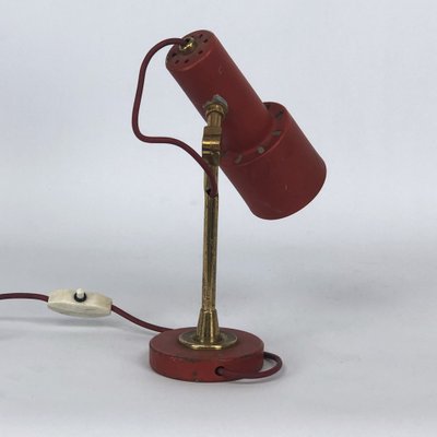 Vintage Red Brass Table Lamp from Stilnovo, 1950s-OT-974705