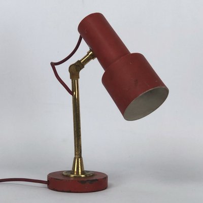 Vintage Red Brass Table Lamp from Stilnovo, 1950s-OT-974705