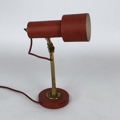 Vintage Red Brass Table Lamp from Stilnovo, 1950s-OT-974705