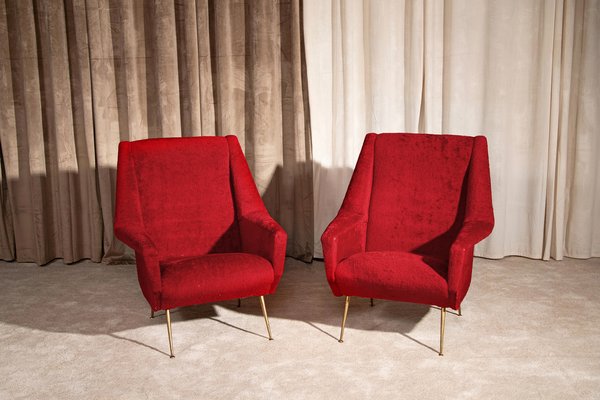 Vintage Red Chairs, 1950s, Set of 2-WQA-1800441