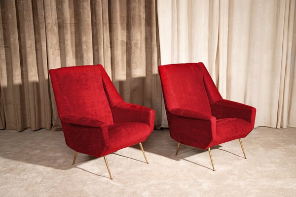 Vintage Red Chairs, 1950s, Set of 2-WQA-1800441