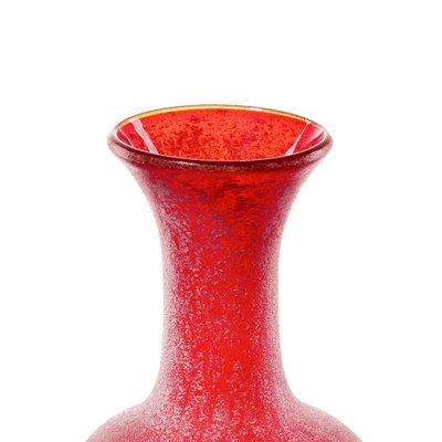 Vintage Red Hand-Blown Studio Glass Vase in Square Shape, 1970s-QBR-1752626