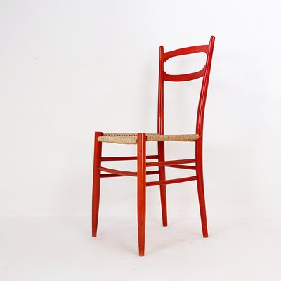 Vintage Red Lacquered Wooden Chair-NYF-2019008