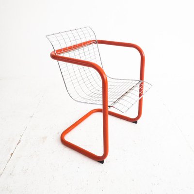 Vintage Red Metal & Clear Armchair, 1980s-UPW-1364812