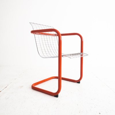 Vintage Red Metal & Clear Armchair, 1980s-UPW-1364812