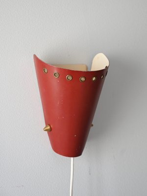 Vintage Red Metal Wall Light, 1960s-QWP-2034853