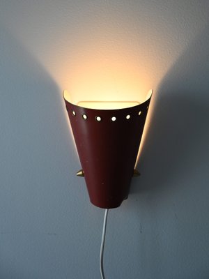 Vintage Red Metal Wall Light, 1960s-QWP-2034853