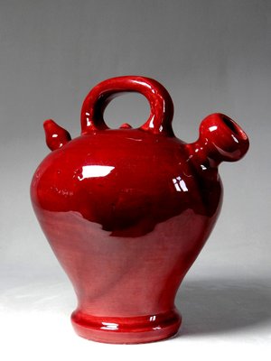 Vintage Red Monochrome Glazed Ceramic Gargoulette-GRD-2020159