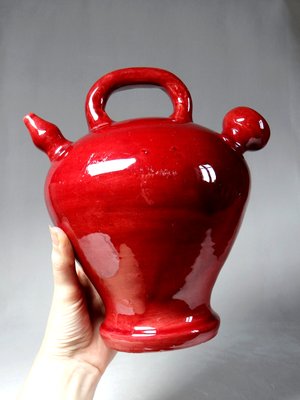 Vintage Red Monochrome Glazed Ceramic Gargoulette-GRD-2020159