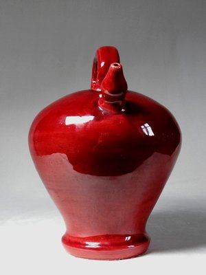 Vintage Red Monochrome Glazed Ceramic Gargoulette-GRD-2020159